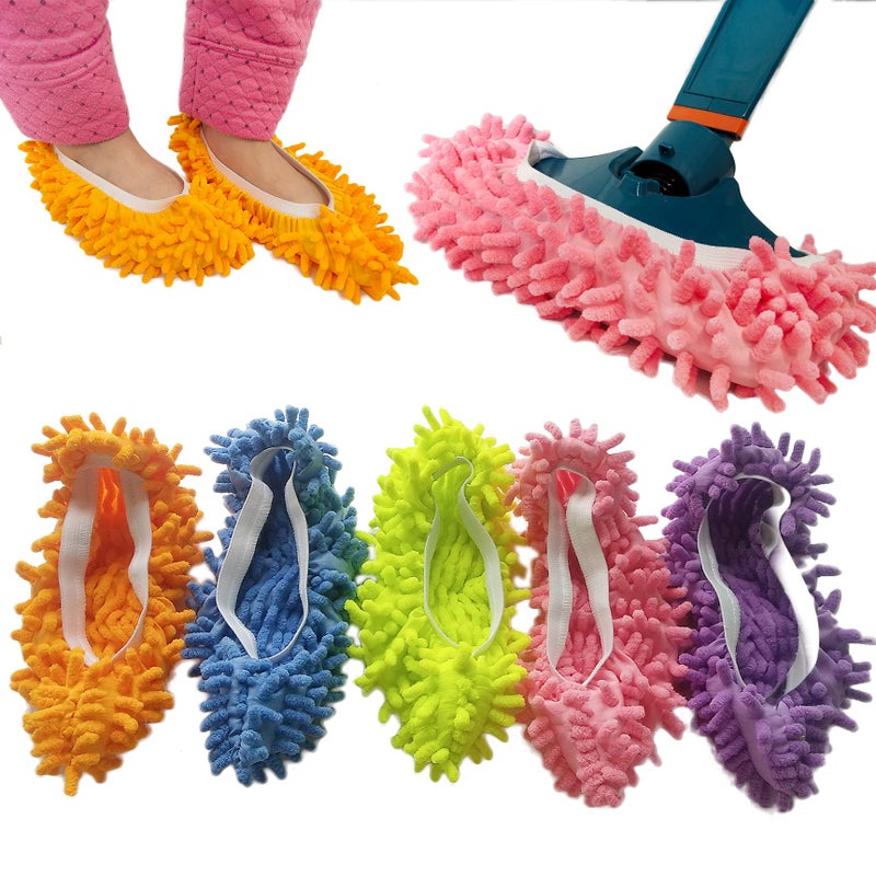 SUSIFT 10 PCS 5 Pairs Dust Duster Mop Slippers Shoes Cover, Multi Function Washable Microfiber Foot Socks Floor Cleaning Shoes Cover for House Kitchen Office - Image 1